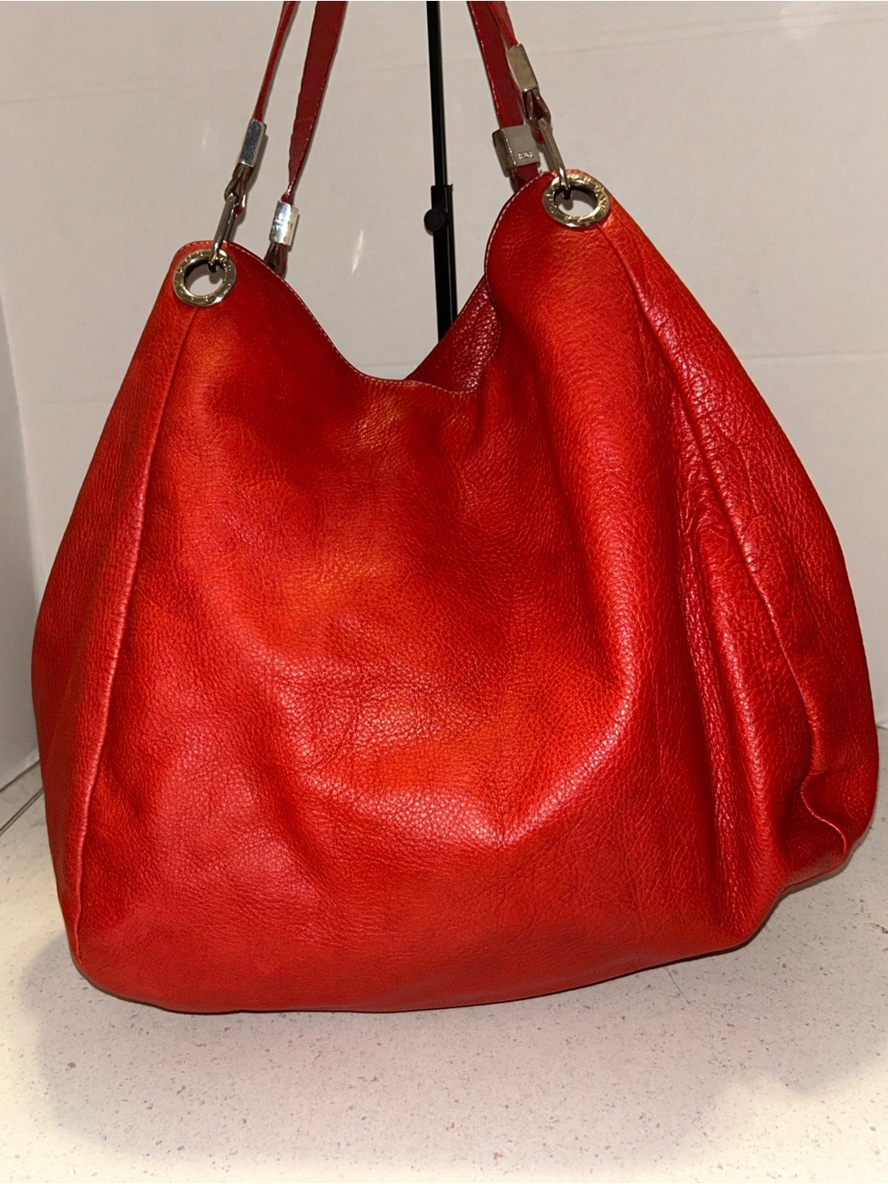 Classic Red Leather Prune Hobo Tote bag